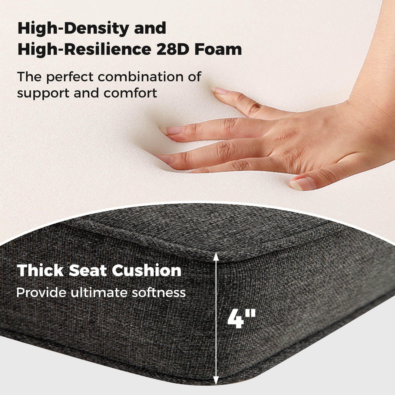 Costway 2-Pack 24" x 24" Deep Seat Cushion & Back Pillow with Removable Covers Outdoor Gray
