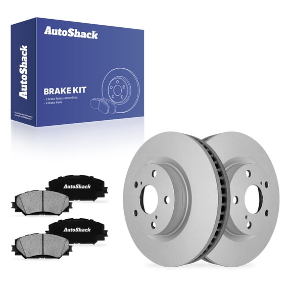 AutoShack Front Vented Coated Brake Rotors   Ceramic Pads 6-PC Brake Kit Replacement for 2009-2018 Toyota RAV4 ArmorStop 11.65" (296 mm)
