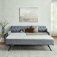 thumbnail image 3 of imerelez Twin Size Upholstery DayBed with Twin Size Erectable Trundle and USB Charging Design, Linen Grey, 3 of 9