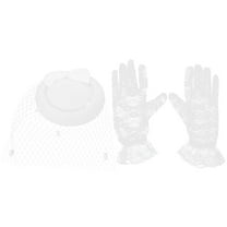 WAXIAYU Fascinator Hat & Gloves 50s Veil Mesh Headband Vintage Wedding Tea Party (White)