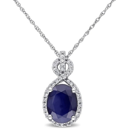 Tangelo 2-5/8 Carat T.G.W. Diffused Sapphire and 1/6 Carat T.W. Diamond 10kt White Gold Infinity Halo Pendant, 17