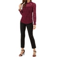 thumbnail image 2 of INSPIRE CHIC Women's Crochet Lace See Through Floral Ruffle Neck Blouse, 2 of 5