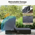 thumbnail image 4 of Gymax 2-person Rattan Lounge Bed w/ Retractable Canopy 5-position Adjustable Backrest Gray, 4 of 10