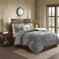 thumbnail image 2 of Woolrich Polyester Solid Low Pile Velour to Berber Comforter Set in Charcoal, 2 of 10