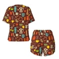 thumbnail image 5 of Naloa Retro Coffee Women's Short-Sleeved Pajama Set, Loungewear, Summer pajamas, Breathable Cozy - Large, 5 of 9