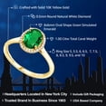 thumbnail image 2 of Gem Stone King 10K Yellow Gold Green Simulated Emerald and Diamond Engagement Ring for Women (1.00 Cttw, Oval 8X6MM, Available in Size 5,6,7,8,9), 2 of 6