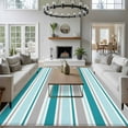 thumbnail image 3 of Non-Slip Rug Pad Rugs Turquoise Gray Striped Rectangle Area Rugs 5x7Ft Soft Carpet Pads for Living Room Kids Room, Geometric Horizontal Stripes, 3 of 9