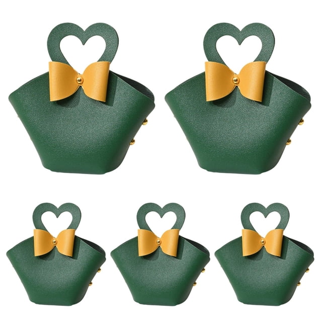 CSChome Gift Bag 5Pcs Convenient Colorful Mini Handbag Faux Leather Gift Bag for Parties Weddings Decoration