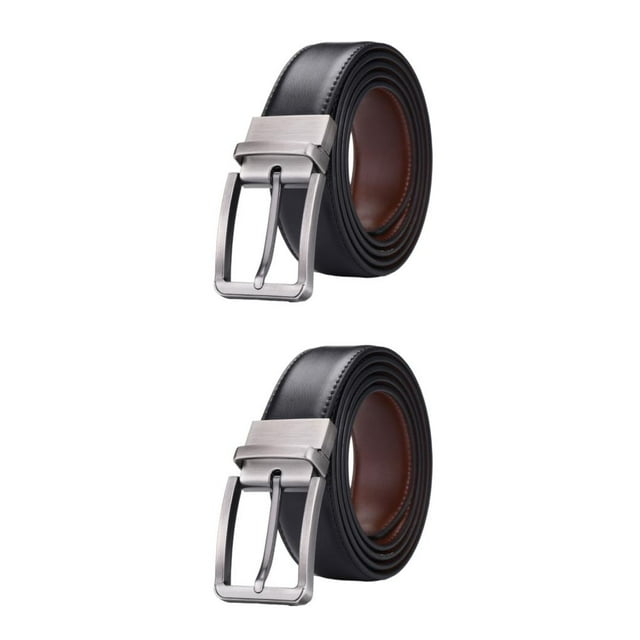 Wisewang Ceinture Décontractée pour Homme avec Boucle Réversible Style Durable et Soigné Ceinture en Peau de Vache Ceinture Réversible Complets Original 105cm 2Ensemble