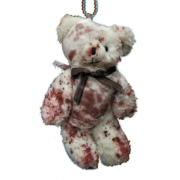 ✪ Trendy Bloody Plush Bear Pendant Keychain Injured Animal Bear Doll Key Ring Keychain Jewelry for Cellphone Backpack