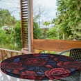 thumbnail image 2 of Ambesonne Floral Fitted Round Tablecloth, Roses and Petals Comics Vibe, 56"- 60" Diameter, Dark Coral and Violet Blue, 2 of 5