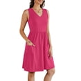 thumbnail image 5 of Womens Summer Dresses 2025 Casual Sleeveless Sundress Beach Vacation Flowy Midi Dresses with Pockets Rose Red XXL, 5 of 6