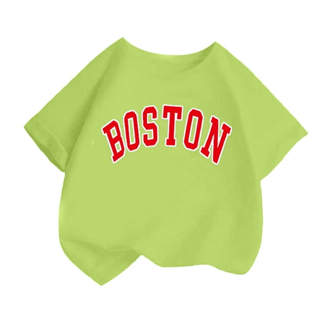 JAKANYQ T-Shirt Mode pour Filles Tout-Petits, Imprimé Mignon, Col Rond, Manches Courtes, Été, Décontracté, Ample, Vert Clair 2-4 Ans