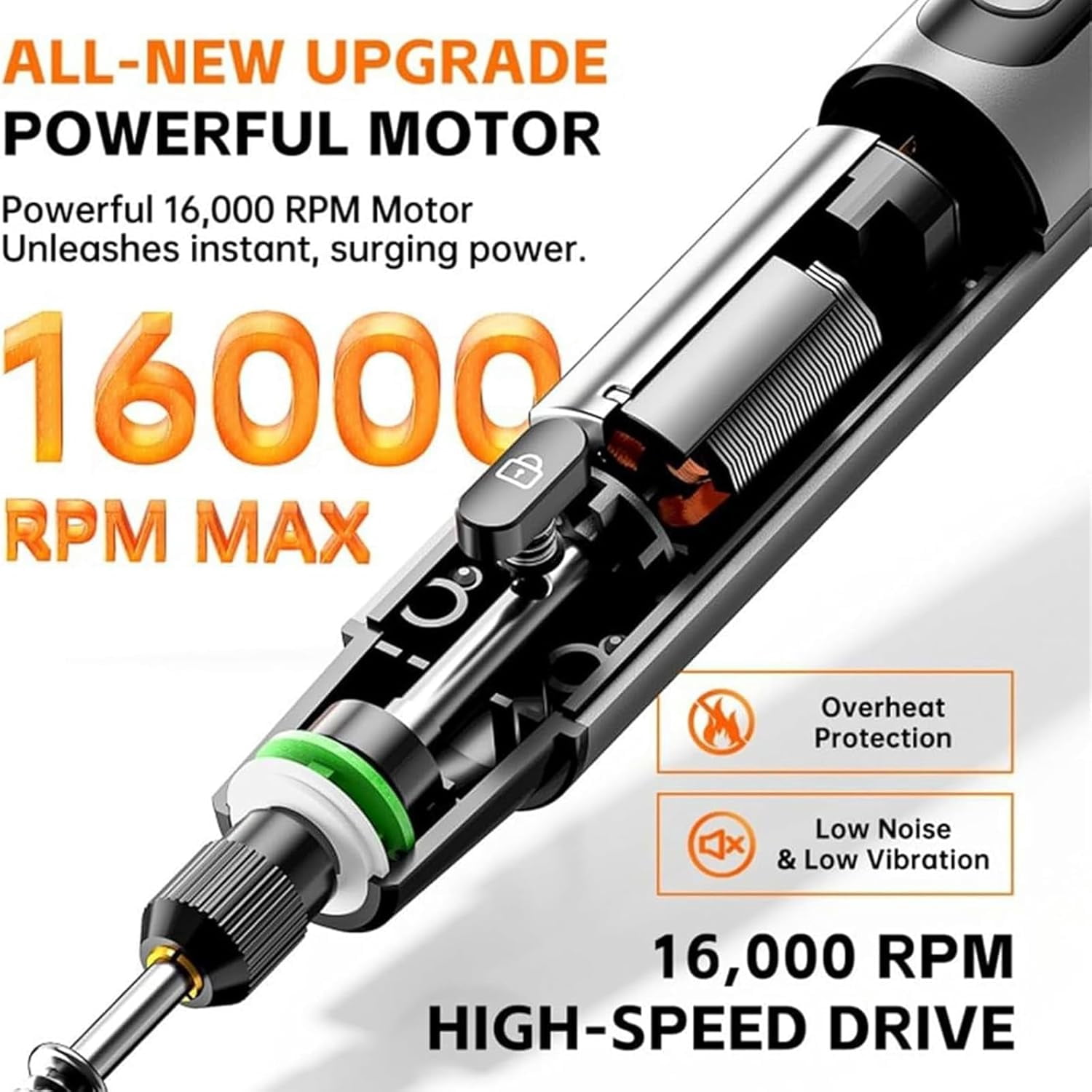 Mini Electric Rotary Tool Set with LED Light & Digital Display, Engraving Kit, 6-Speed Engraving Pen for Wood Carving, Glass Etching, Sanding, Small DIY Hobby Hand Tool (Gray)