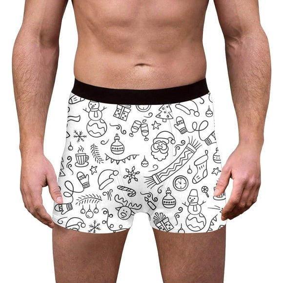 Muffler Underwear Men Underpants for Men Shopping Online Shopping Simply Right Underwear Fashion Festive Reindeer Print Soft Breathable Briefs Comfortable Elastic Waistband Gray 2XL