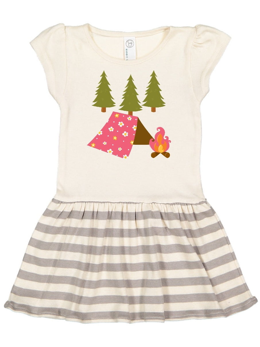 INKtastic Inktastic Summer Camp Girls Camping Toddler Short Sleeve Dress Female Natural with