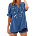 thumbnail image 2 of Fewfanhot Women's Tops, Tees & Blouses Button Down V Neck Tops 2026 Short Sleeve Summer Tunic Pullover Clothes, 2 of 9