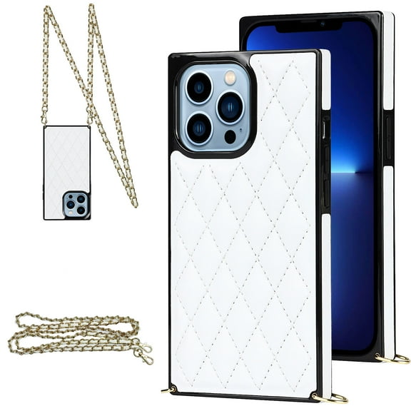 SaniMore for iPhone 14 Pro Max Magnetic Fragrant Case Support Wireless Charging, Premium PU Leather Cover Built-in Detachable Lanyard 360° All-Inclusive Shockproof Protective Shell, White