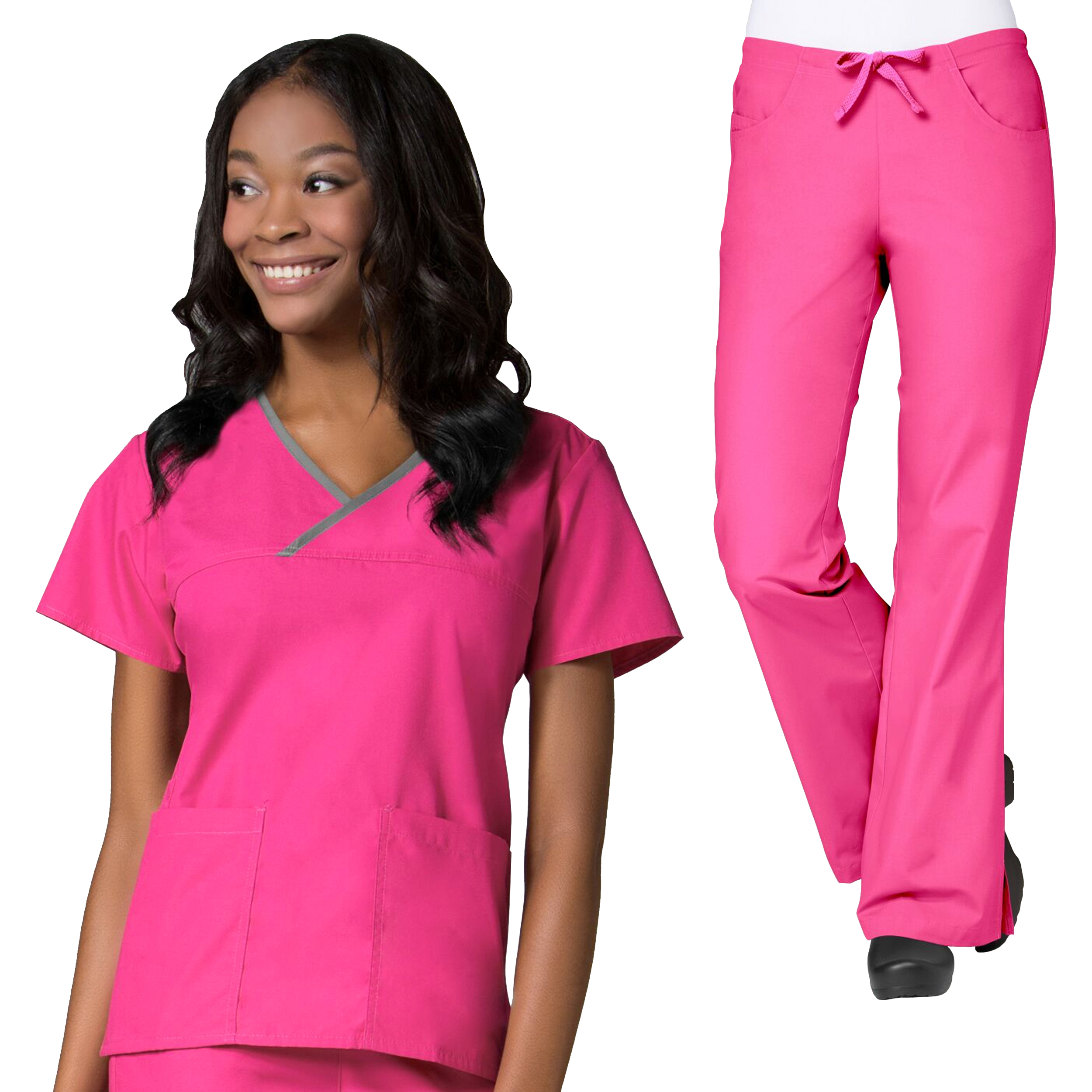 Maevn Maevn CORE Women's Contrast Mock Wrap Scrub Top & CORE Classic