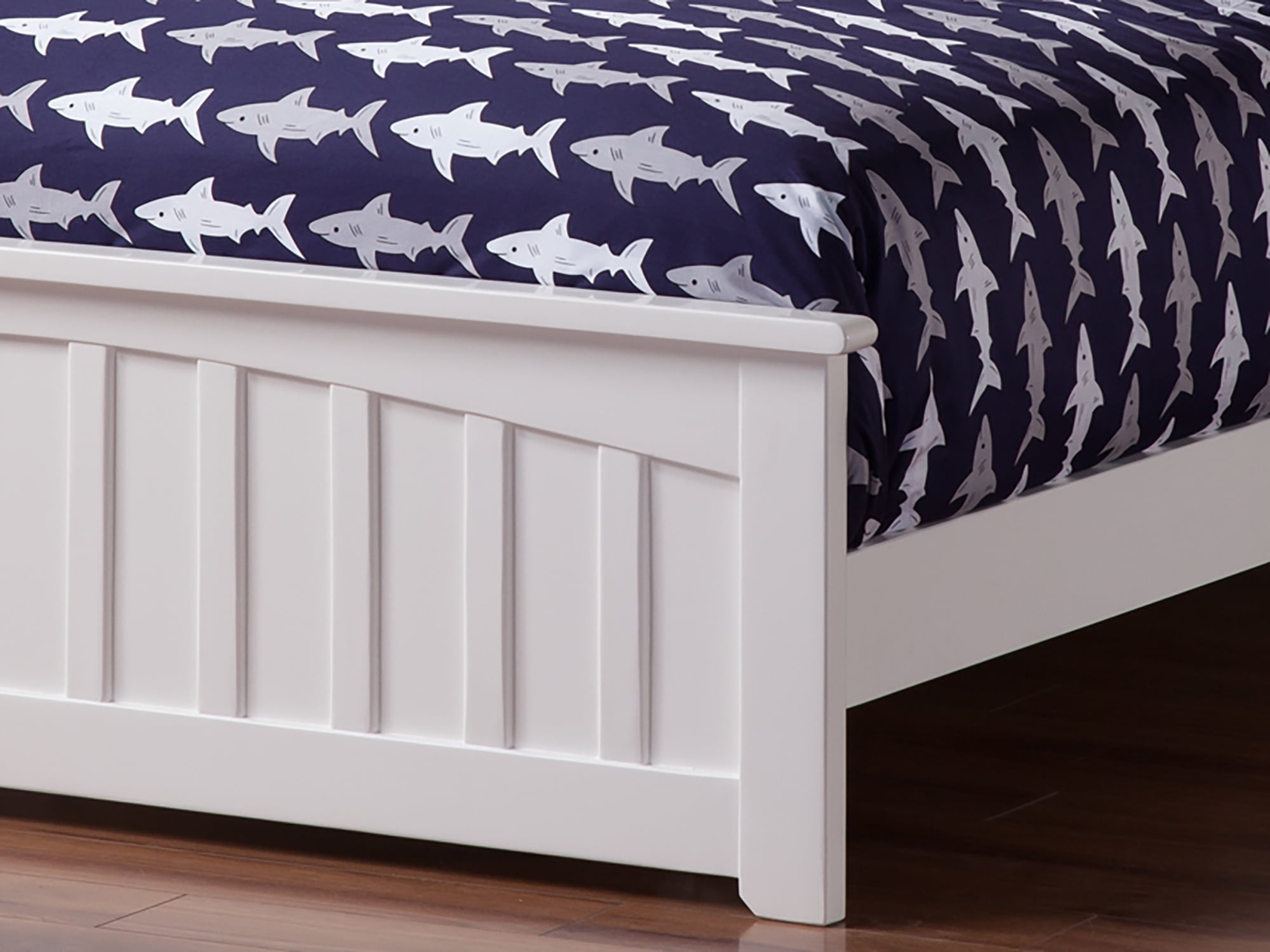 AFI Mission Full Wood Platform Bed with Slatted Headboard and Footboard, White