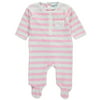 Baby Girls' "Triple Stripe" Footed Coverall