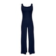 thumbnail image 4 of Womens Backless Flare Jumpsuit with Bra Tummy Control Cutout Romper Workout Outfit Sleeveless Unitard One Piece Backless Bodysuit Bell Bottoms Flare Jumpsuits Gym Yoga Rompers,NavyS, 4 of 5
