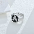 thumbnail image 4 of Silver Initial Letter Ring | Black Enamel Cubic Zirconia Signet Ring | Adjustable Statement Rings for Women Prom Cocktail Costume Jewelry, 4 of 6