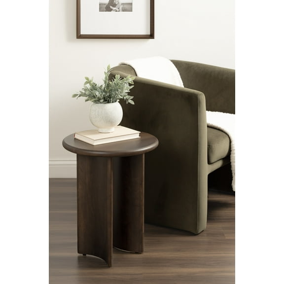 Kate and Laurel Erys Mid-Century Modern Round Side Table, 16 x 16 x 20, Dark Brown, Transitional Wood End Table for Use as Bedroom Nightstand or Living Room Accent Table