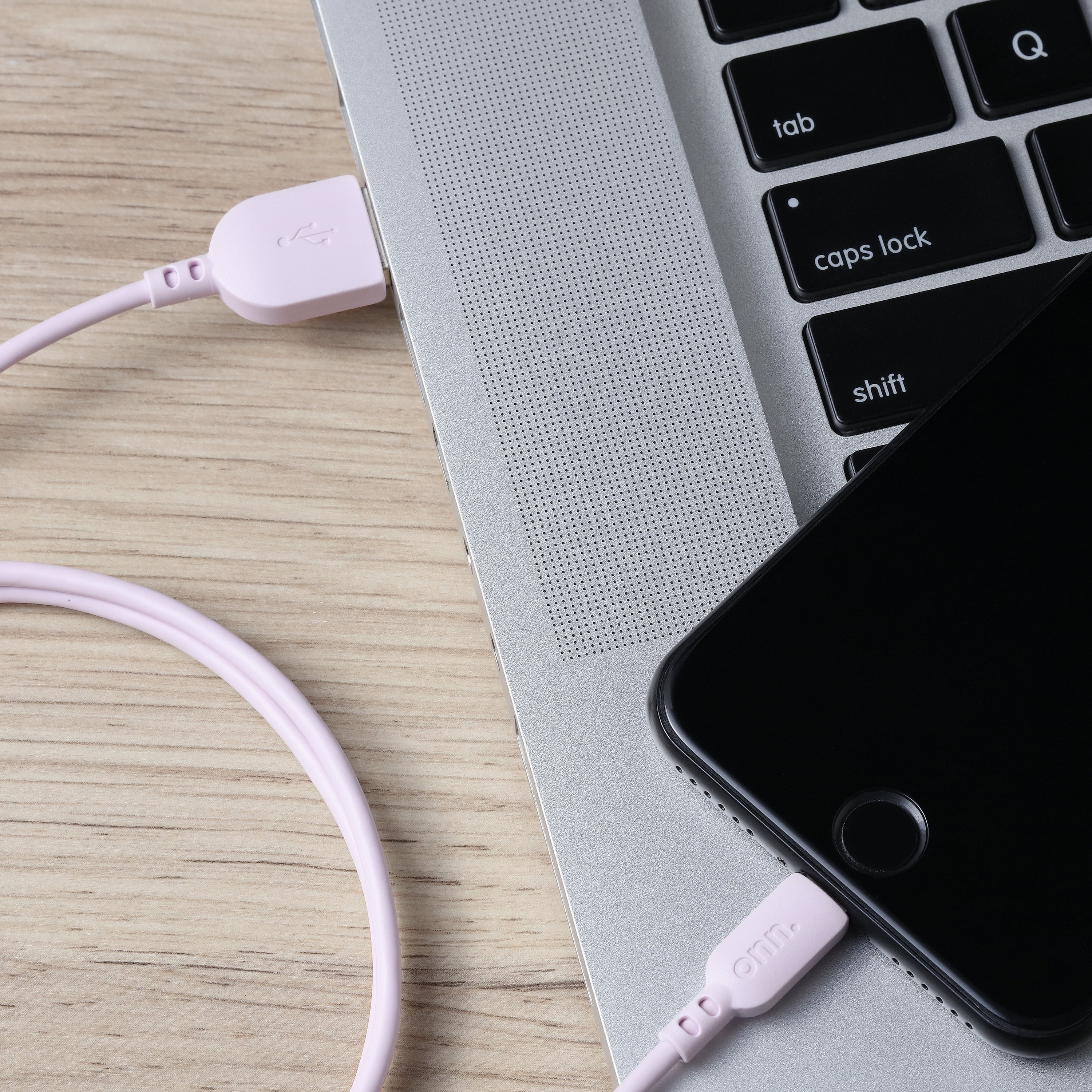 onn. 3' Lightning to USB Cable, Pink