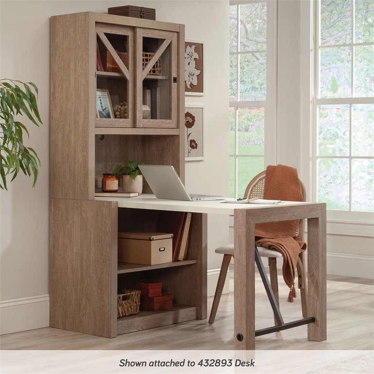 Sauder Dixon City Library/Desktop Hutch with Sliding Doors