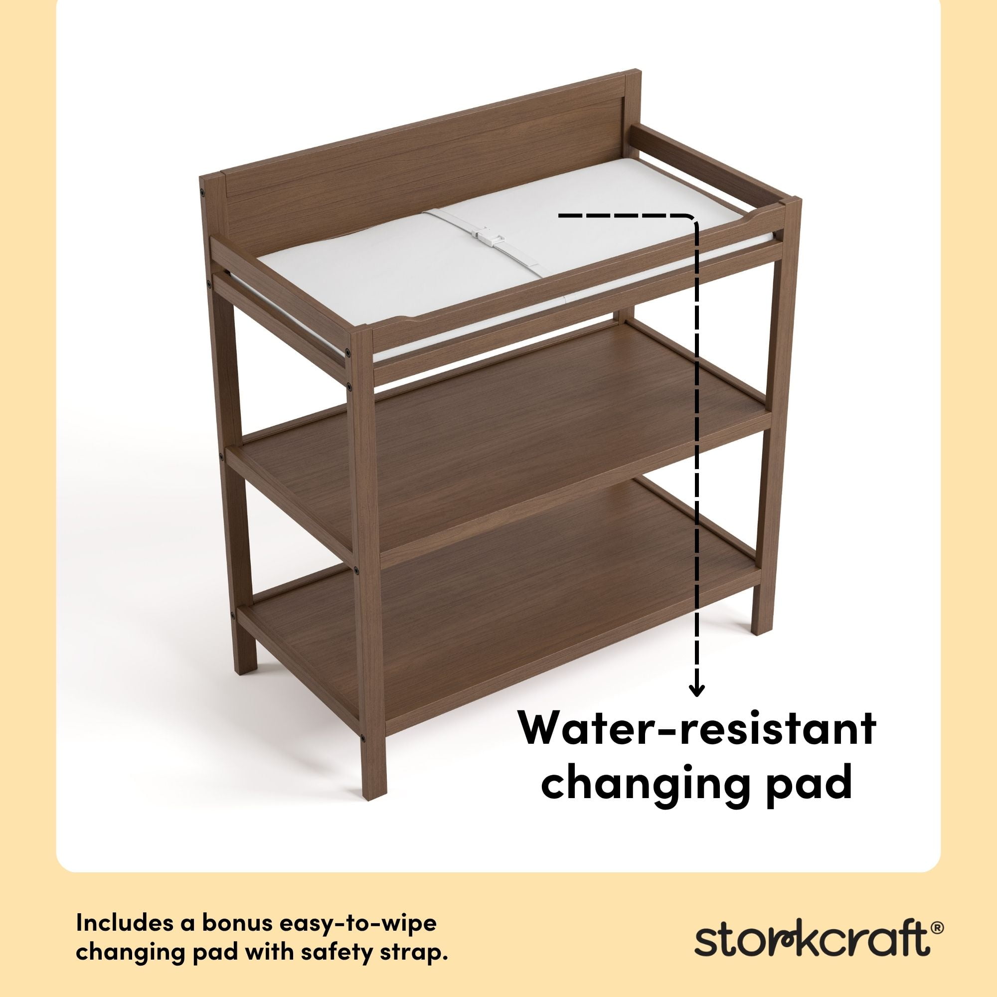 Storkcraft Alpine Infant Changing Table with Changing Pad, Hazelnut