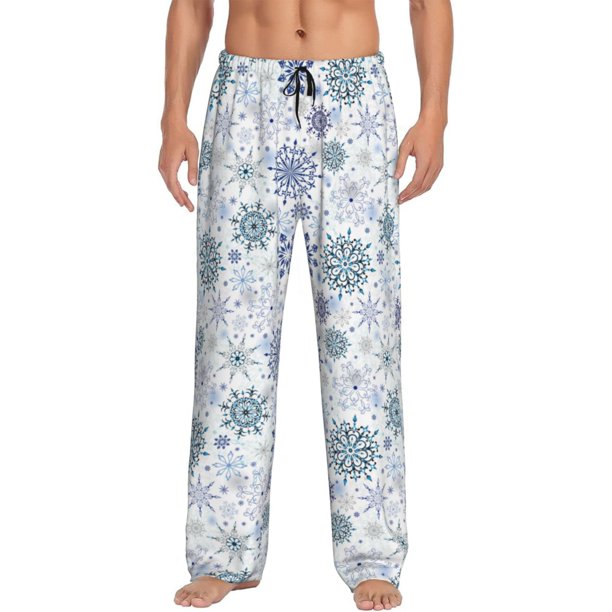Balery Retro ice blue snowflakes Pantalones de pijama para hombre, pijama ultraligero, pantalón de descanso-Small