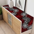 thumbnail image 4 of Red White Table Runner - 60 Inch Long, Kitchen Dining Table Runner Dresser Scarves, Abstract Black Chrysanthemum Flower Floral Farmhouse Decor for Coffee Tables Wedding Party Banquet, 4 of 8