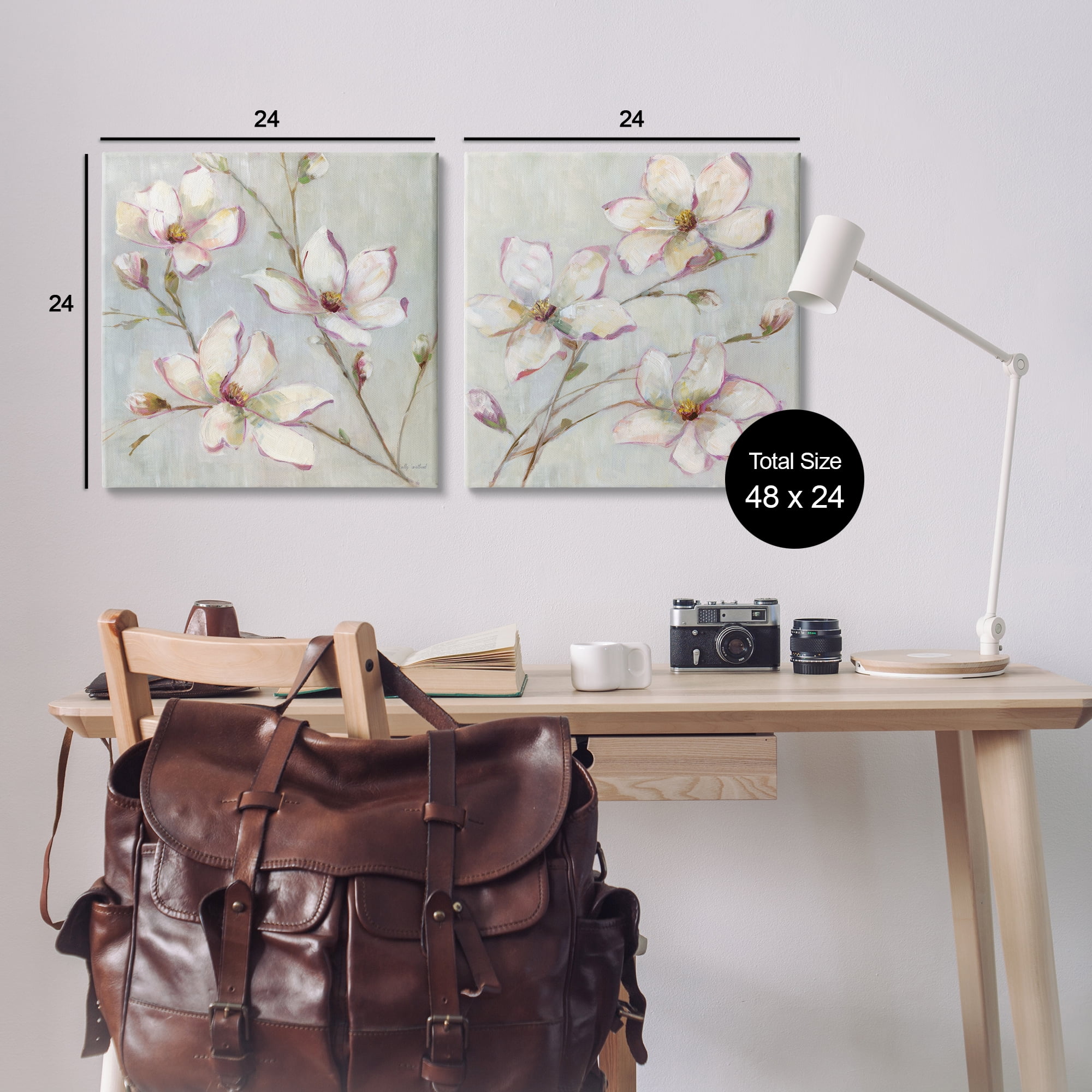 Stupell Industries Spring Tree Blooms Plants & Flowers Painting Wrapped Canvas Art Print Wall Art, 24 x 24, Set of 2