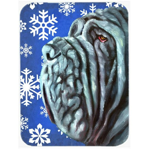 Neapolitan Mastiff Winter Snowflakes Holiday Mouse Pad, Hot Pad & Trivet