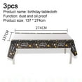 thumbnail image 2 of CHUANK 3Pcs Happy Birthday Tablecloth Black and Gold Plastic Disposable Table Cover for Birthday Party Decor 54 x 108In, 2 of 6