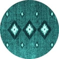 thumbnail image 1 of Ahgly Company Machine Washable Indoor Round Abstract Turquoise Blue Contemporary Area Rugs, 8' Round, 1 of 4