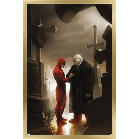Marvel Comics - Kingpin - Daredevil in Cemetery Wall Poster, 22.375" x 34", Framed