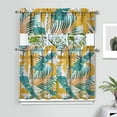 thumbnail image 2 of Kitchen Curtains 36 Inch Short - 3 Panel Set, Rod Pocket Window Curtain with Tropical Leaf Botanical Print, 100% Polyester for Farmhouse, Cafe, Kitchen, Bedroom, Easy Wash, 2 of 5