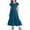 Blue, variant on Girls Summer Dress Pleated Short Sleeve Round Neck Loose Casual Flowy Layered Extra Long Dress With Pockets Kids Dress for Party School Daily Wear