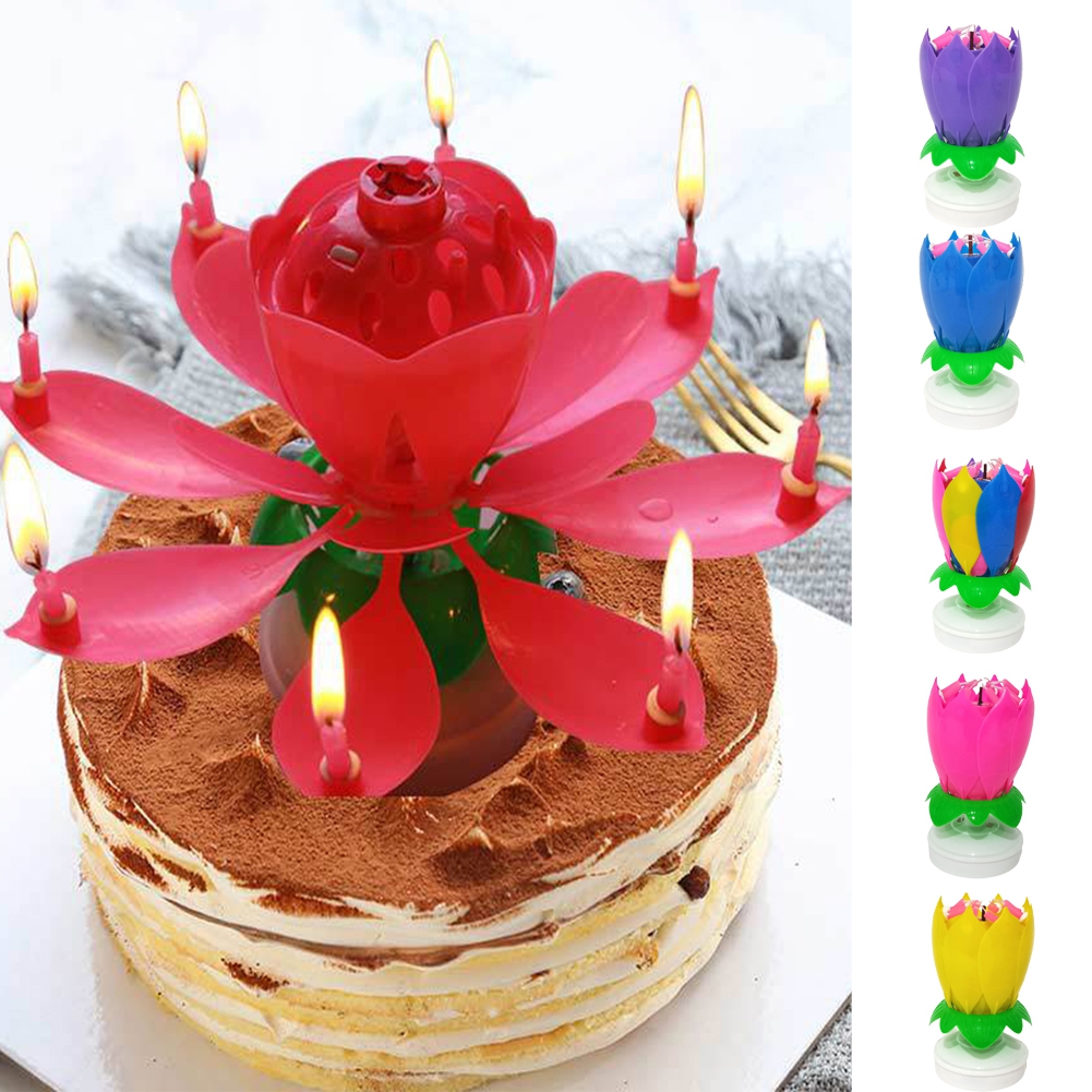 TOPOINT Creative Birthday Cake Music Candle Lotus，Birthday Candle