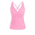 thumbnail image 5 of XIAONU Women's Cross-Back Ruched Tankini V-Neck Summer Sea Swim Top, 5 of 5