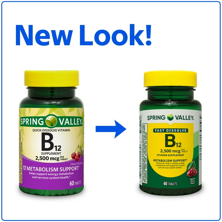 Spring Valley Vitamin B12 Supplement Quick-Dissolve Tablets, 2500
