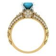 thumbnail image 4 of 1.99 ct Brilliant Round Cut Turquoise 18K Yellow/White Gold Solitaire with Accents Engagement Bridal Wedding Ring Band Set size 8.5, 4 of 7