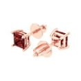 thumbnail image 2 of 0.5 ct Screw-Back Stud Earrings for Women | 3.5mm Princess Cut Natural Garnet | 18K Rose Gold, 2 of 5