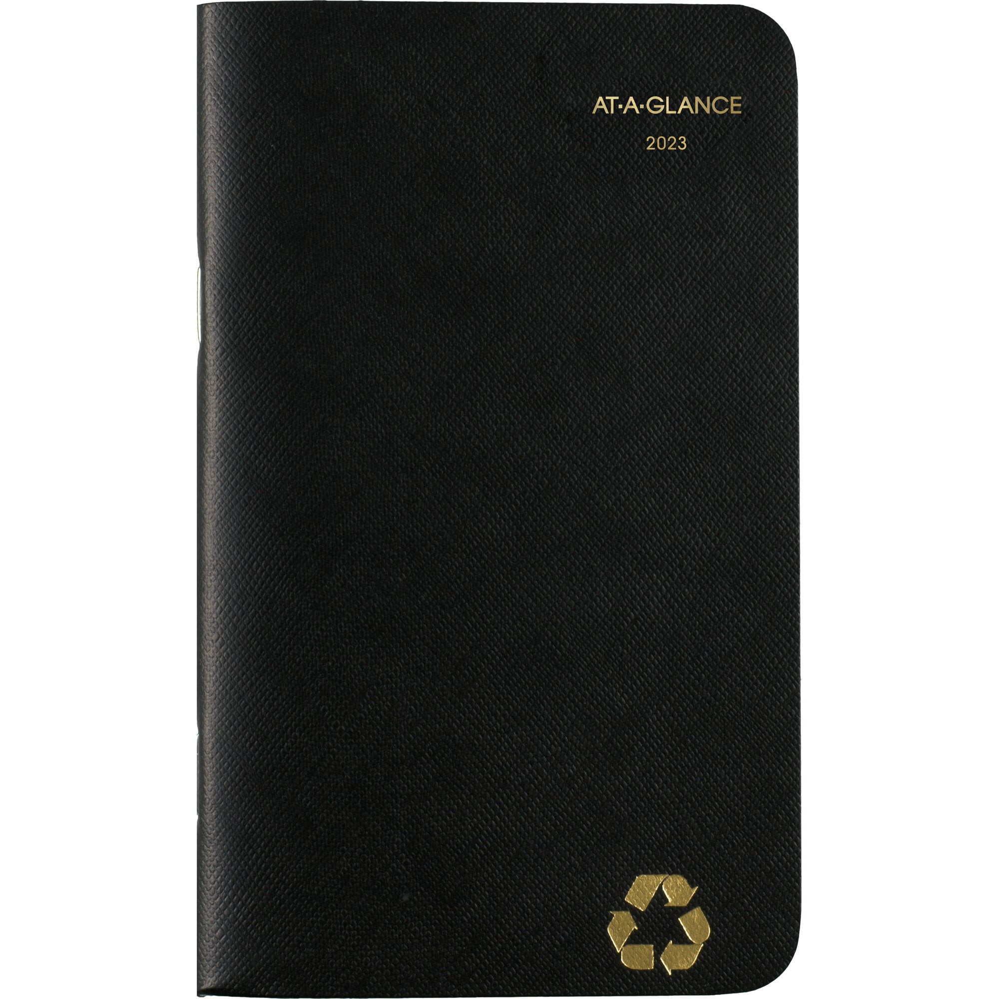 At a glance 2023 2024 recycled two year monthly planner black pocket 