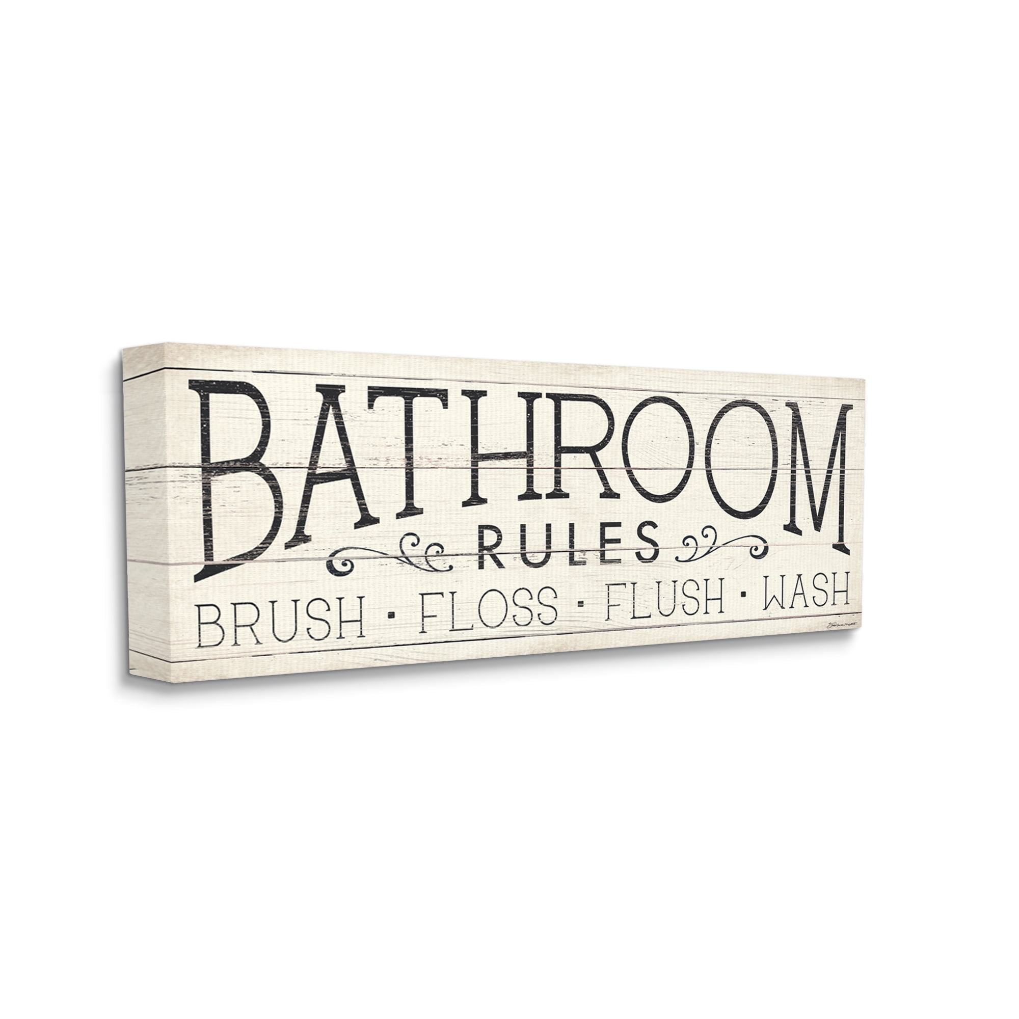 Stupell Industries Bathroom Rules Rustic Sign Brush Floss Flush Wash, 48 x 20, Design by Stephanie Workman Marrott