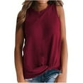 thumbnail image 2 of CEHVOM Knotted Fashion Casual O-Neck Sleeveless T-Shirt Vest Multicolor Solid Color Top, 2 of 5