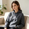 thumbnail image 3 of Mens Hoodie Long Sleeve Drawstring Solid Loose Fit Hooded Sweatshirt Trendy Fall Winter Soft Comfy Casual Pullover Top with Pocket Dark Gray XS, 3 of 4