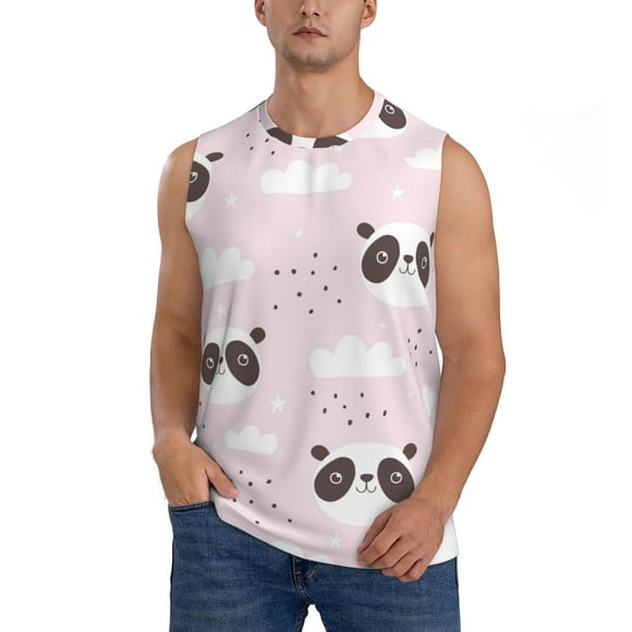 Balery Cute Panda Camisetas sin mangas para hombre, absorbe la humedad y protege contra el mal olor.-3X-Large